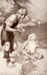 Finn trova il Salmone della Conoscenza, illustrazione da 